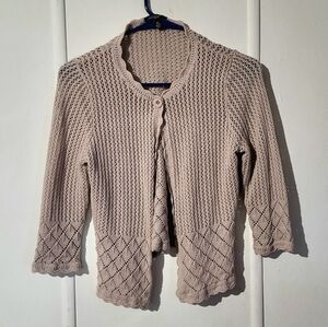 Cotton Beige/Brown Women's Cardigan Sweater